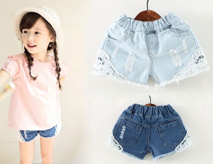 樂天商城 - 子供服女の子デニムショートパンツ子供デニム女の子キッズショートパンツカットオフデニムフリンジデニム