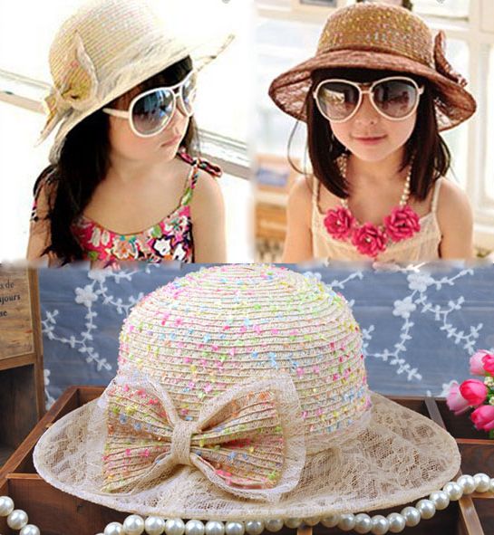 Straw Hat - 子供帽子春夏キッズ帽子女の子子供帽子夏子ども帽子こどもペーパーハット麦わら帽子カジュアル子供用帽子女の子麦わら帽子キッズ夏帽子
