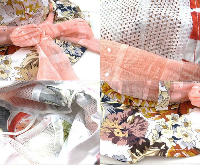 Hug Selectのあご紐&リボン&♪超可愛い花柄UVカットハット女の子麦わら帽子キッズ子供用帽子子供用麦わら帽子子供子供帽子夏子供帽子夏帽子｜アングル2