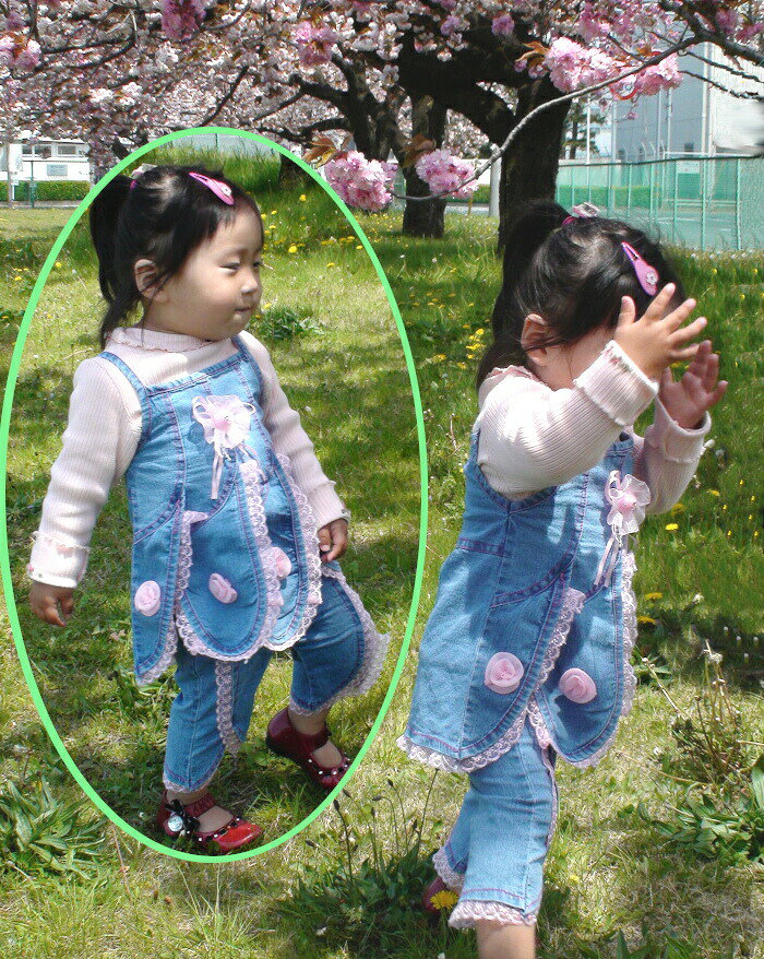 デニム子供服女の子セットアップノースリーブワンピース春夏秋ベビー上下セット子...
