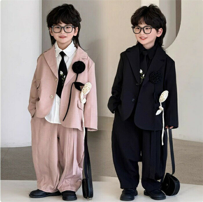 子供スーツ 男の子 スーツ 3点セット 子供 フォーマル ジャケット+ズボン＋ネクタイ…