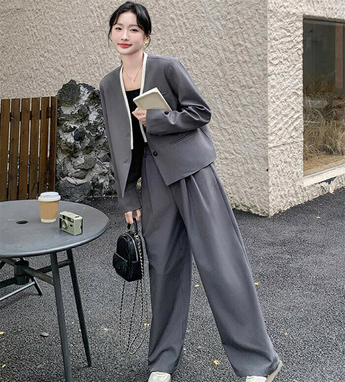 乐天商城 - フォーマル スーツ レディース パンツスーツ リクルート スーツ ビジネススーツ セレモニースーツ OL コート セットアップ オフィス ノーカラー ジャケット パンツ フェミニン 2点セット スーツ 通勤 入学式 卒業式 セレモニー