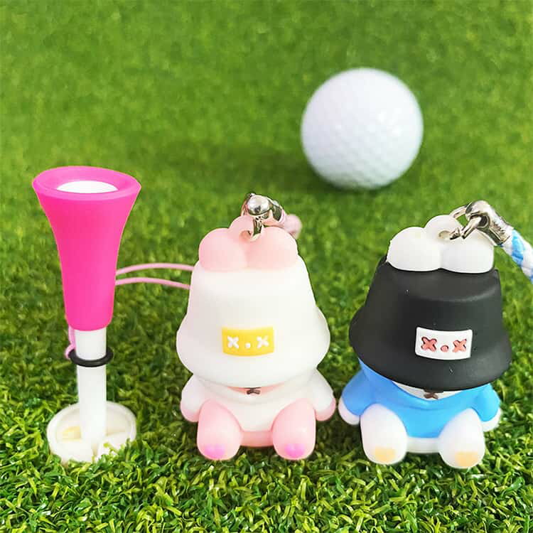 2個セット ゴルフティー 紐付 ゴルフ ティー 紛失防止 キャラクターデザイン かわ...
