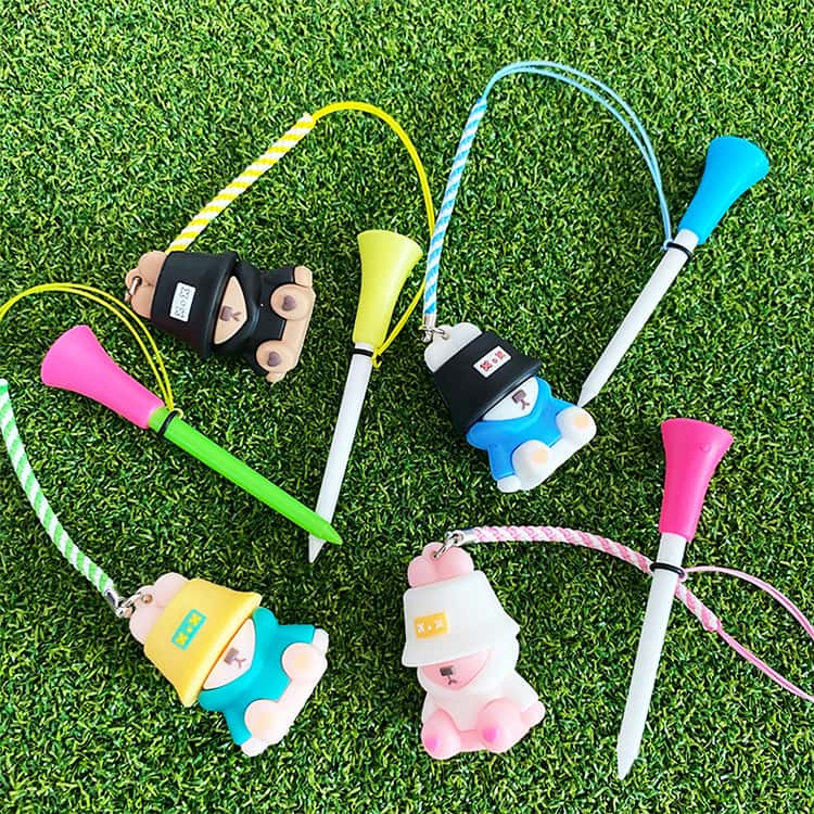 2個セット ゴルフティー 紐付 ゴルフ ティー 紛失防止 キャラクターデザイン かわ...