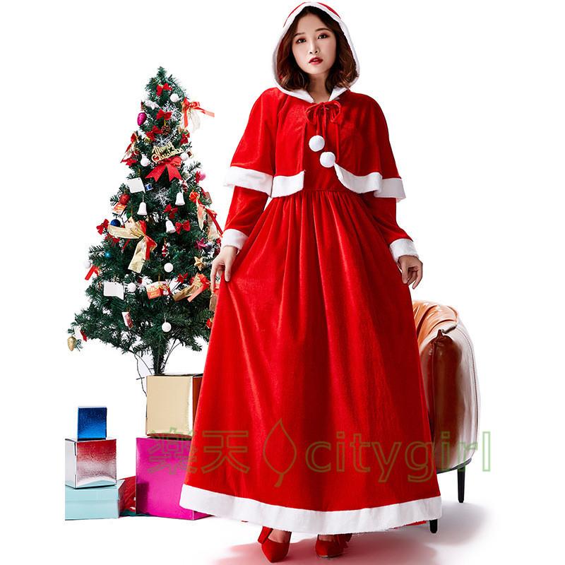 Hug Selectのクリスマス クリスマスシリーズ コスプレ衣装 ショール ロングドレス ドレス クリスマスイブパーティーパーティードレス 衣装 仮装 クリスマスコスチューム クリスマスコスプレ衣装 コスチューム コス パーティー ステージ マキシワンピース サンタ｜アングル2