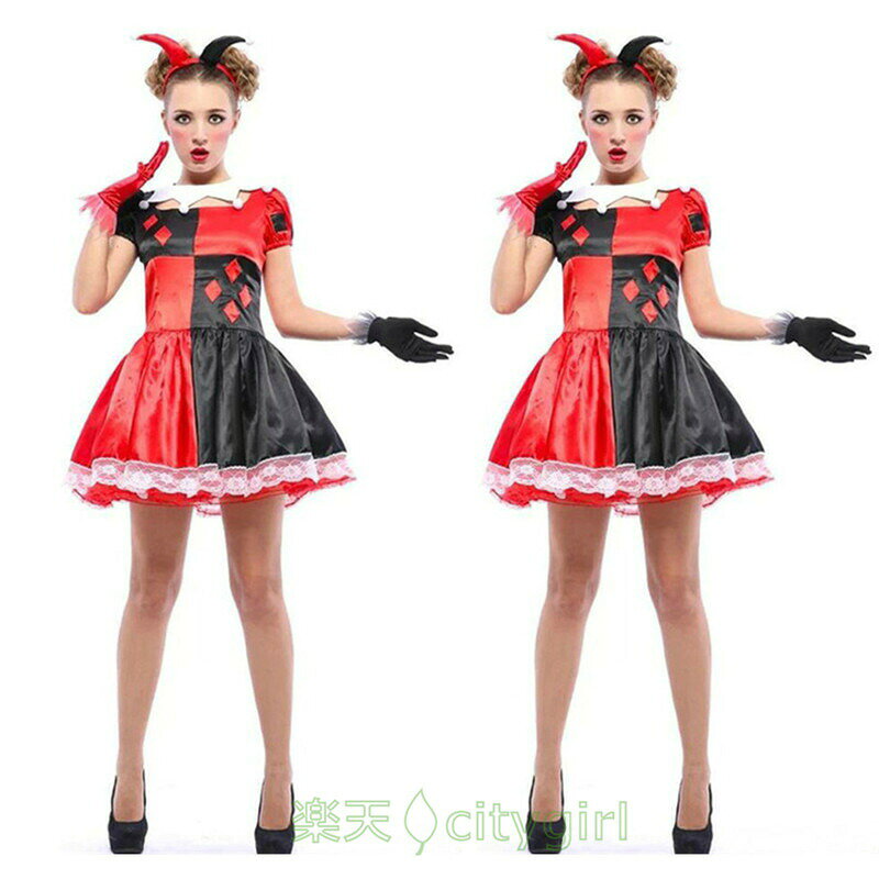 Clown - ハロウィン コスプレ ピエロ 小悪魔 キャバドレス 吸血鬼 ミニドレス ダンス セクシー コスプレ衣装 仮装 舞台衣装 モテる カーニバル 大人用 コスチューム 文化祭 忘年会 レディース パーティー用 女性用