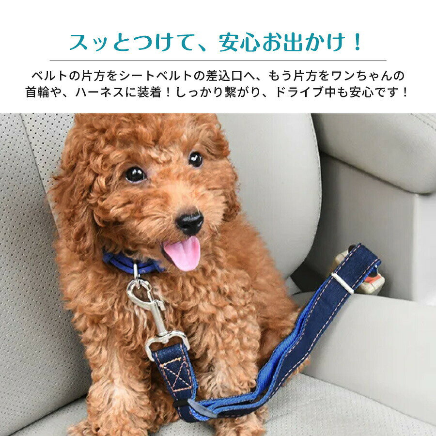 Hug Selectの犬 シートベルト 汎用タイプ 犬用シートベルト リード ペット用シートベルト ペット用 車専用リード カーアクセサリー ペット用品 犬用 ペット ドライブ｜アングル3