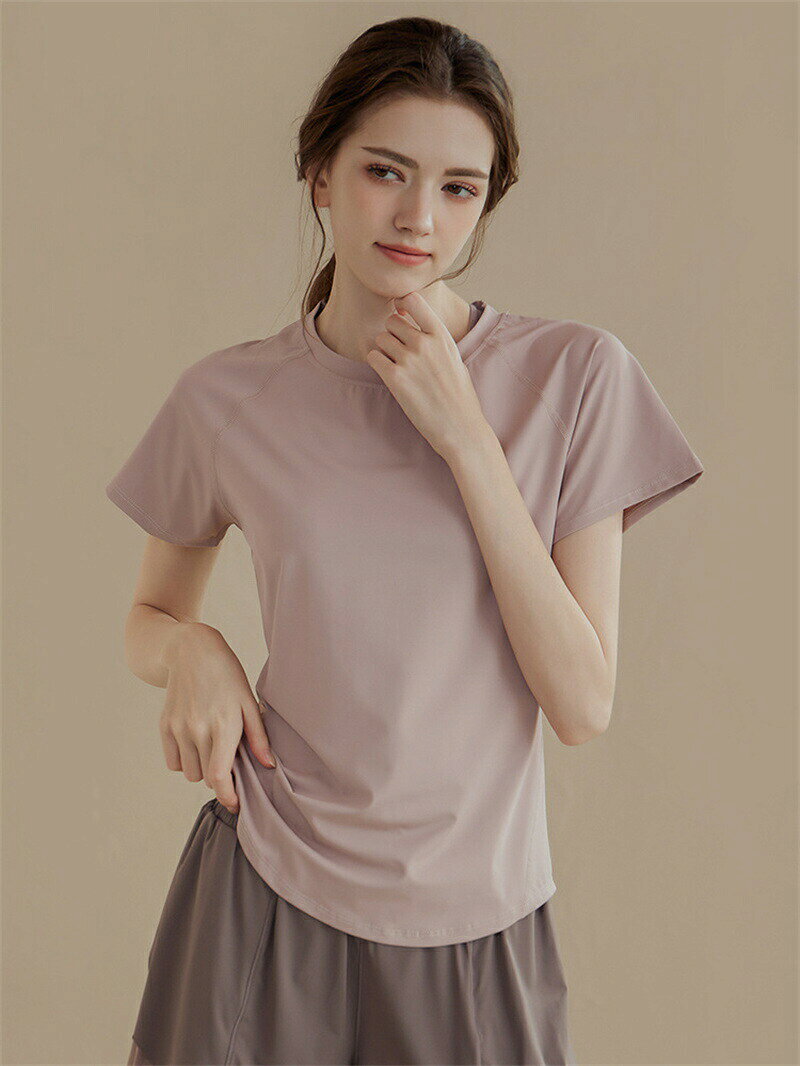 Hug Selectのヨガ トップス 半袖 レディース tシャツ ヨガウェア ヨガ服 スポーツtシャツ 吸汗 速乾 通気 ピラティス服 スクエアネック ストレッチ 着?せ スポーツウェア ランニング ジョギング ジム 運動服 フィットネス 体形カバー スウェットウェア｜アングル2