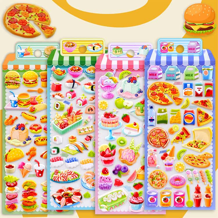 ぷくぷく ぷっくり クッションシール 果物 食べ物 交換 4枚セット 料理 スイーツ iPhoneケース 野菜 雑貨 デコレーション 携帯ケース可愛い 4枚セット かわいい hugselect-10025856 Hug Select サンプル画像2