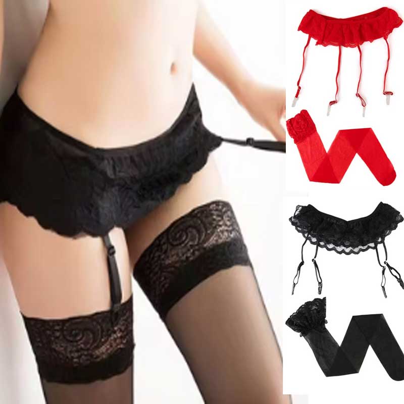 Patterned, Netted Tights - コスチューム ランジェリーストッキング ガーターベルト付き セクシーストッキング 楽器演奏 ステージ衣装 セクシーガーターベルト付きストッキング