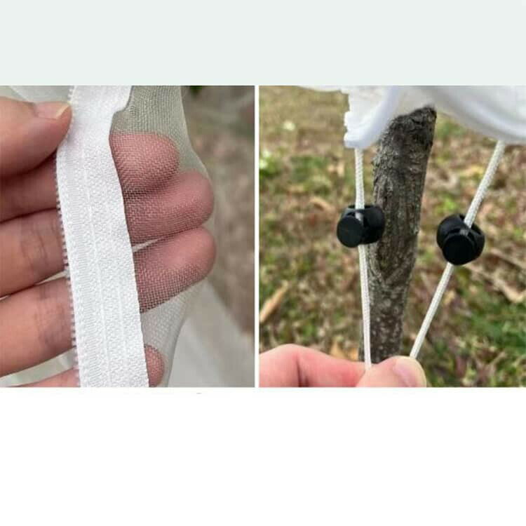 メッシュ 通気性 園芸ネット 2枚入り 巾着式 ファスナー付き 植物保護カバー 虫よ...