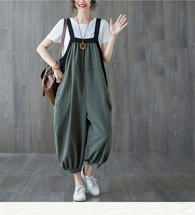 Hug Selectの大きい サイズ レディース サロペット パンツ サルエルパンツ オールインワン ワイドパンツ オーバーオール ロング ゆったり ゆるっと ポケット 有り きれいめ バルーンパンツ 春夏 秋 おし｜アングル3