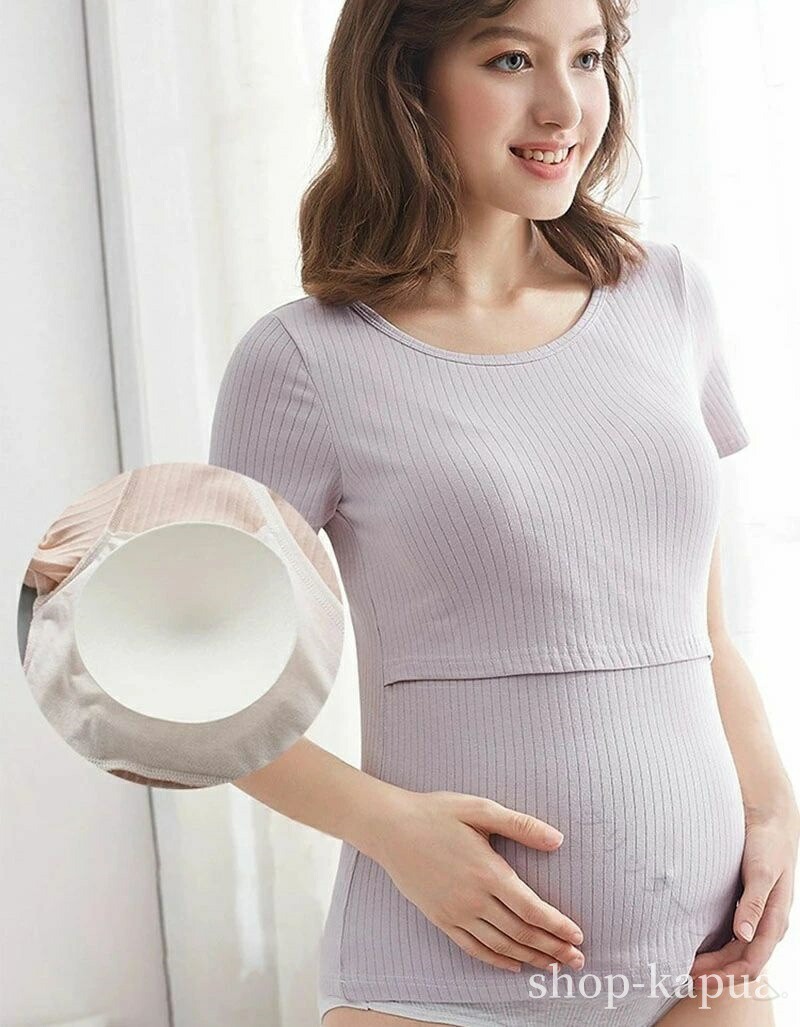 Hug Selectのマタニティ Tシャツ 半袖 インナ Tシャツ 授乳服 ネックライン すっきり 春夏 ルームウェア パジャマ トップス 送料無料 妊婦服 授乳用 肌着 快適 通気性 柔らかい ゆったり おしゃれ カ｜アングル3
