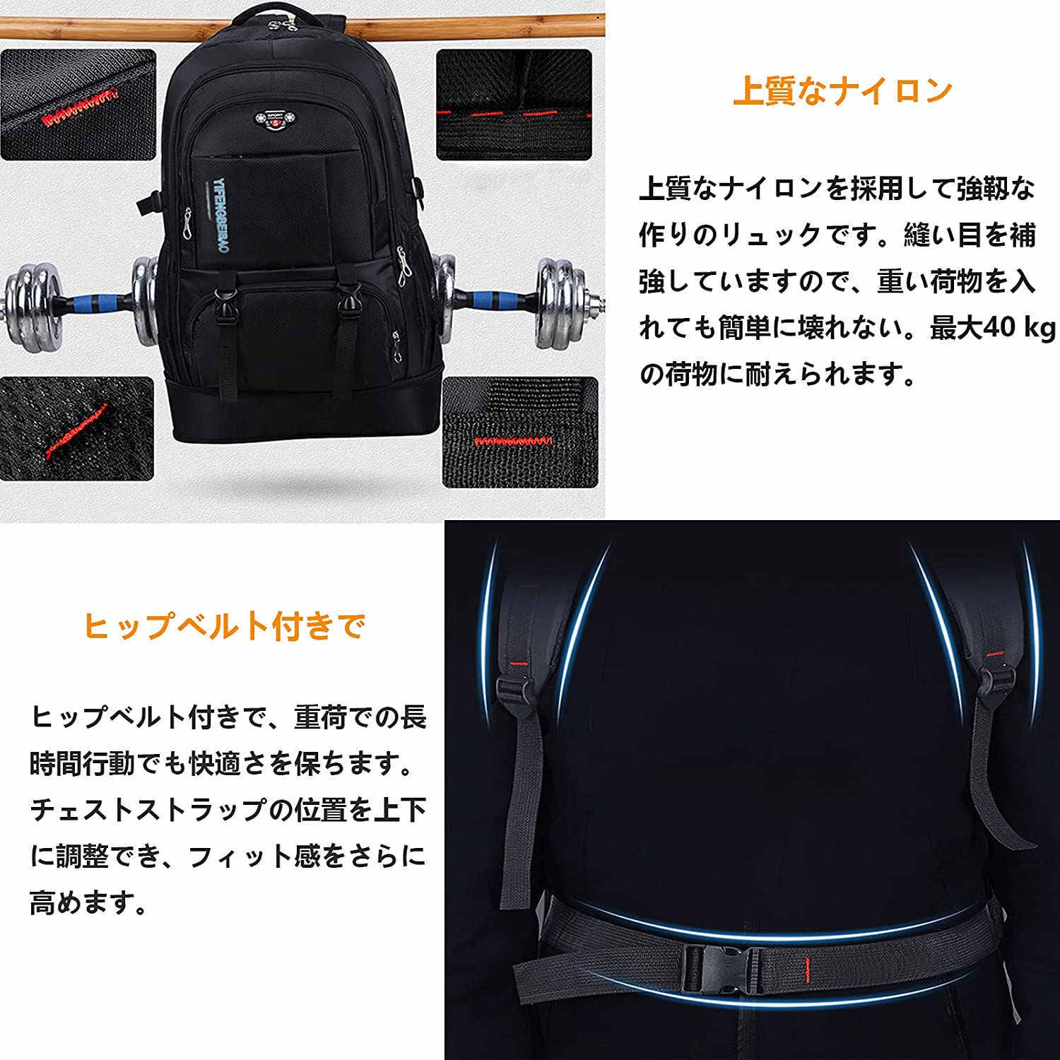 バックパック リュック リュックサック ビジネスリュック 大容量 50L 拡張機能 撥...
