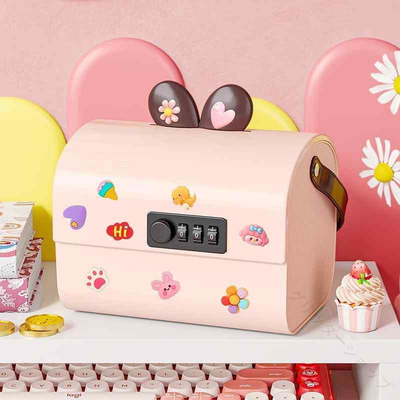 収納ボックス 鍵付き 収納ケース 貯金箱 子供用 男の子 女の子 ピンク系 小物入れ 収納ボックス おしゃれ かわいい コンパクト 大容量 軽量 持ち運び便利 整理整頓 収納用品 多機能 収納