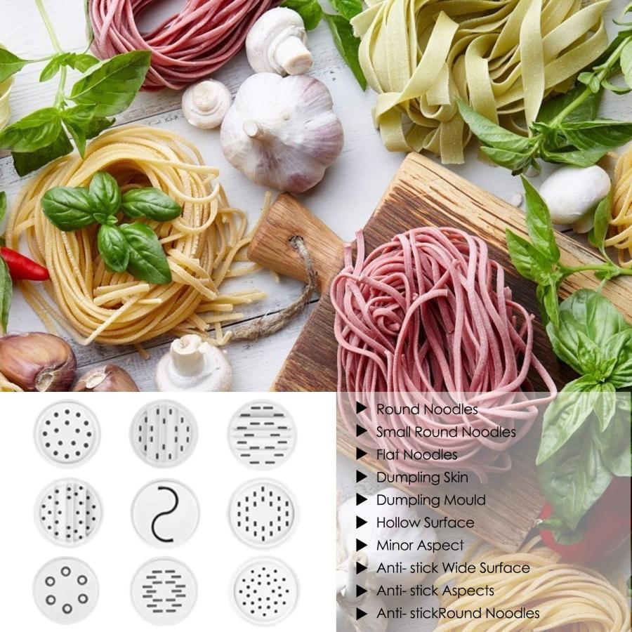 製麺機 自動製麺機 パスタマシン うどん製麺機 9種類の麺先付き 3分 500g大容量 麺団子/生地/餃子の皮/そば/うどん/生パスタ/野菜卵麺