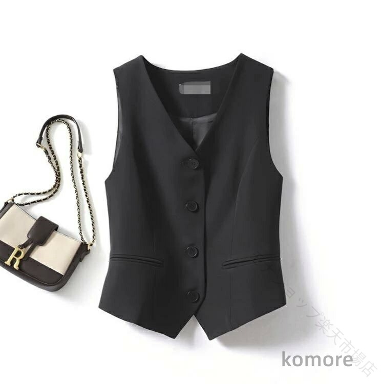 制服 ベスト ブラック 事務服 仕事着 おしゃれ ホテル ol 通勤 男女兼用 単品 企業 ユニフォーム 大きいサイズ 前開き 着痩せ ファッション ウェア 衣料 ビジネス 制服セット 仕事用 作業 hugselect-10050887 Hug Select サンプル画像2