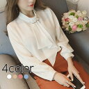 【クーポンで1,080円】シフォンブラウス ボウタイブラウス パールピン シャツ 上品 きれいめ オフィス トップス レディース シフォン とろみ 大人 長袖 ...