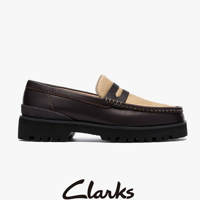CLARKS (クラークス) Yukoner Penny / ユーコナーペニー （ブラウンコンビレザー）　26185708　ペニー　ローファー