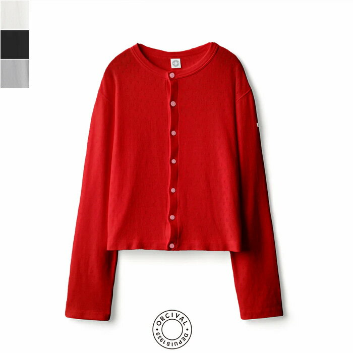 Rakuten - ORCIVAL（オーシバル）Women's Pattern Mesh Cotton Crew Neck Cardigan　OR-C0526　カーディガン