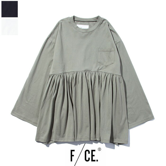 F/CE(エフ　シーイー) PLA MOCK NECK GATHERED T　FSU14232W0001　ロングスリーブTシャツ 　長袖　フレア　ベルスリーブ