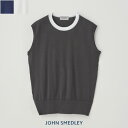 JOHN SMEDLEY (ジョンスメドレー)ノースリーブニット S4682 Crew neck Bicolour Sleeveless Top 30G ニット 薄手 やや透け レディース