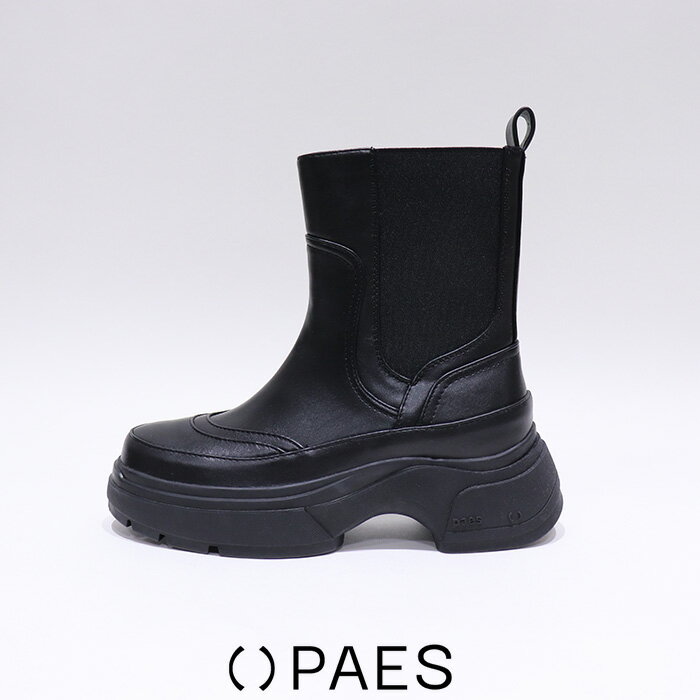 Rakuten - PAES（ペイズ）6　LEATHER　BOOTS　韓国　ブーツ　BASIC　サイドゴア 　厚底