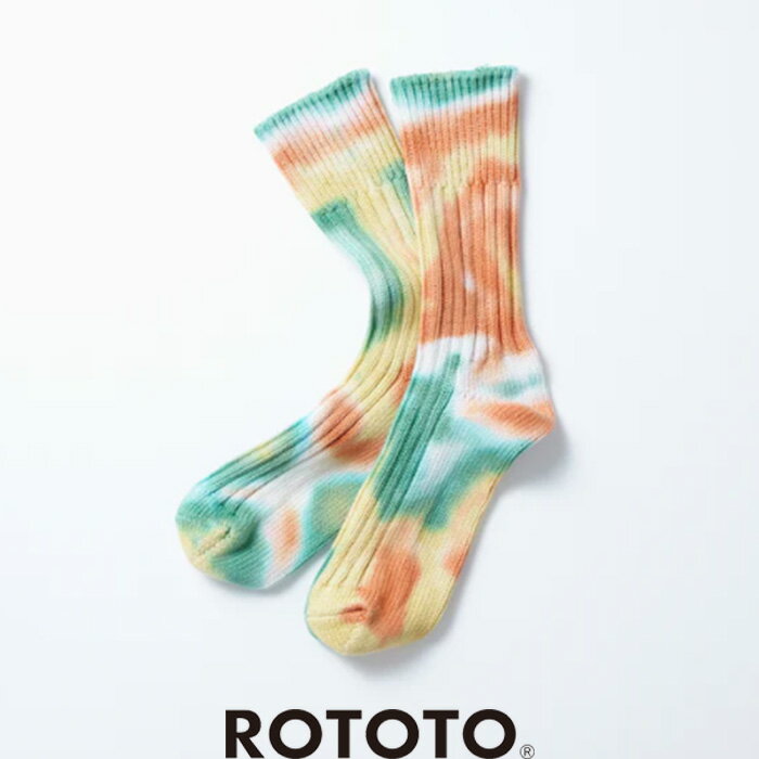 ROTOTO（ロトト）タイダイソックス　R1415　CHUNKY RIBBED CREW SOCKSTIE DYE　靴下