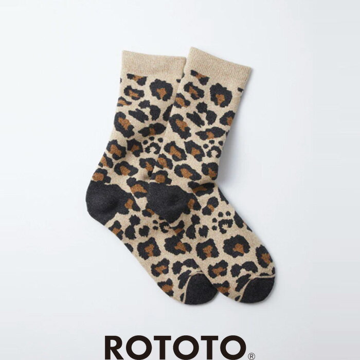 Rakuten - ROTOTO（ロトト）PILE LEOPARD CREW SOCKS　R1340　パイル レオパード クルーソックス　ヒョウ柄　靴下