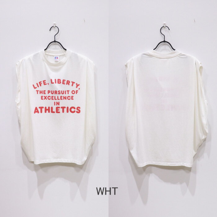 【SALE 20％OFF】RUSSELLATHLETIC（ラッセルアスレチック）WMNS TRI-BLEND JERSEY TUCK SLEEVELESS GRAPHIC T　RCW-25024　Tシャツ　ウィメンズ