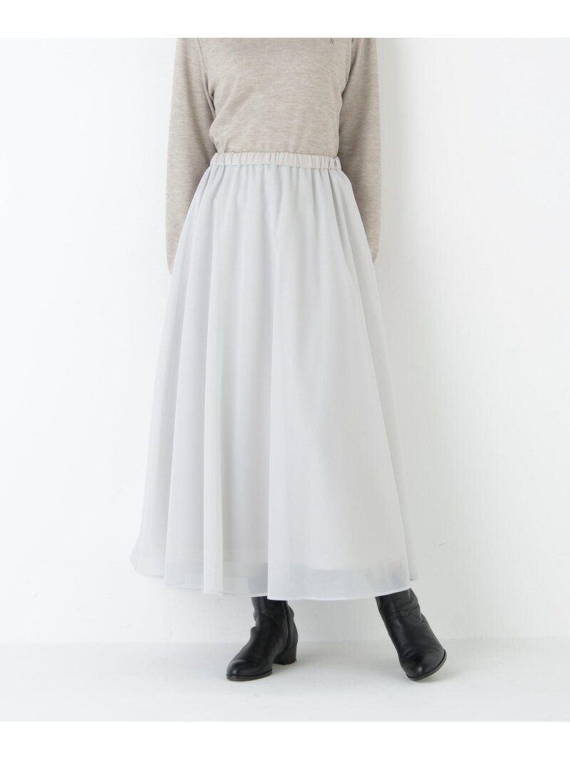 ◆オーガンジートリコットギャザースカート human woman ヒューマン ウーマン スカート その他のスカート ネイビー【先行予約】*【送料無料】[Rakuten Fashion]