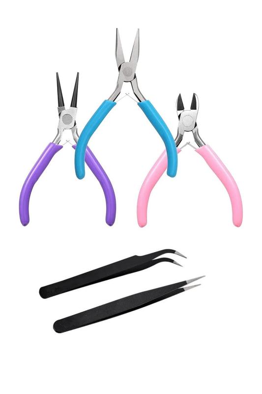 YFFSFDC 手芸ツール アクセサリー工具セット 5点セット 手芸ペンチセット 手芸用品 ペンチ ピンセット ..