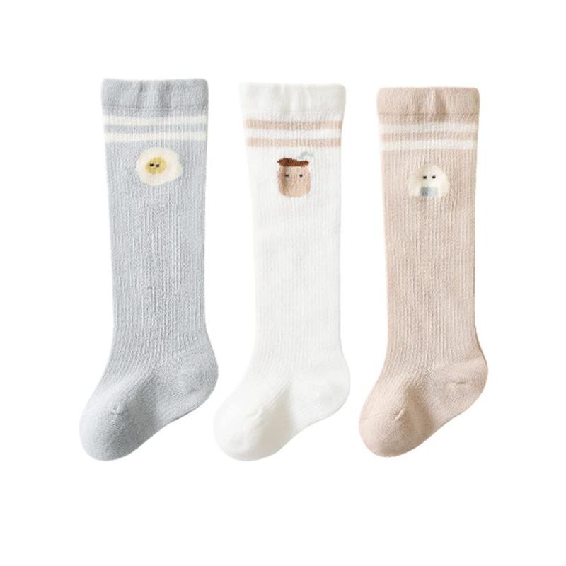 [Baby koi] ベビー ストッキング ソックス 靴下春夏秋 綿 3足セット滑り止め付き子供メッシュ女の子ア..