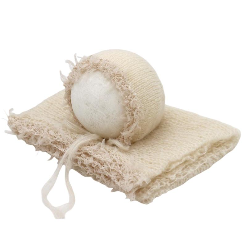 【2点セット】おくるみ ボンネット 新生児フォト用コスチューム 寝相アート ブランケット 毛布 新生児 コスチューム 月齢フォト ニューボーンフォト 記念撮影 毛布 かわいい ベビー 出産祝