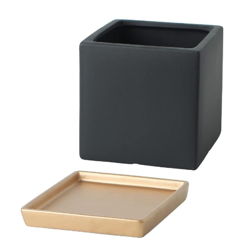 鉢 プランター 植木鉢 陶器鉢 おしゃれ-鉢カバー 方形 北欧 陶器 おしゃれ 15cm 受け皿 底穴 観葉植物 セメント シンプル インテリア 部屋 飾り