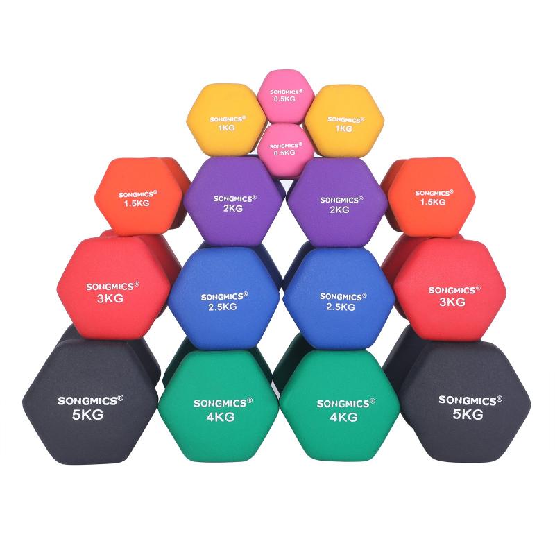 SONGMICS ダンベル 2個セット（1kg 2kg 3kg 4kg 5Kg ）/6個セット カラーダンベル 握りやすい 無臭素材..