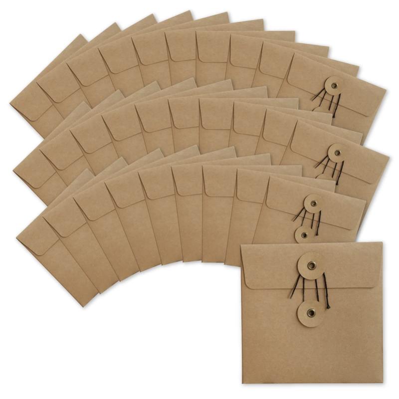 ENN LLC ディスクケース クラフト 紙 CD ケース ハトメ紐付 無地 厚紙 13x13cm DVD ブルーレイ