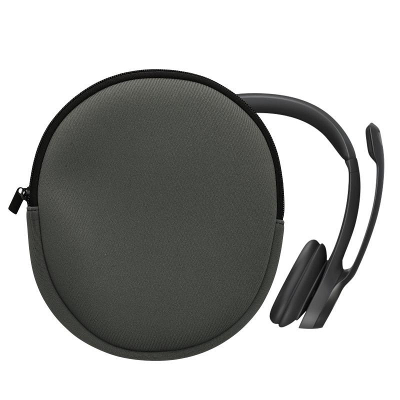 kwmobile Logitech H390対応 ケース - ヘッドセット 耐衝撃 ネオプレン 21.5 x 16 cm 黒色