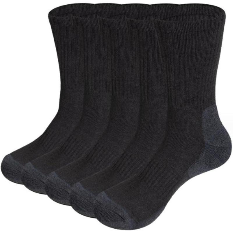 [ベンケ] 【厚手で疲れにくい】 登山用 靴下 厚手 5足セット アウトドアxスポーツ用 ソックス 足底クッション [吸汗速乾x防臭] メンズ