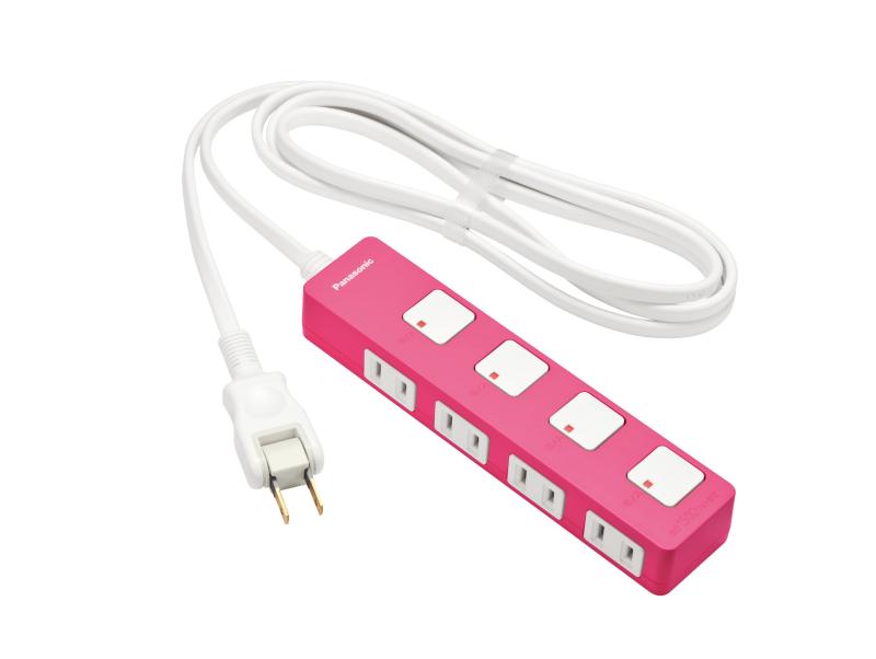 パナソニック(Panasonic) ザ・タップZ 4コ口 スナップキャップ・2mコード付 ピンク WHS2524NP