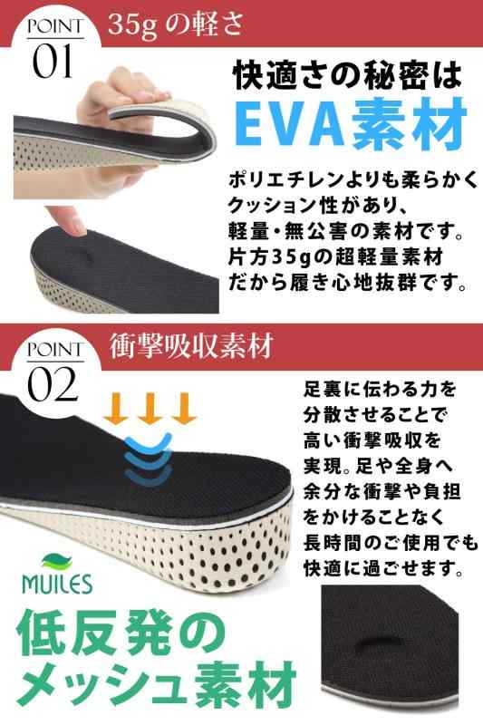 Muiles シークレット インソール 身長アップ 選べる高さ3サイズ【2cm/3cm/4cm】 サイズ調整 (22.5cm～27.0cm) 通気性 疲れにくい 中敷き 男女兼用