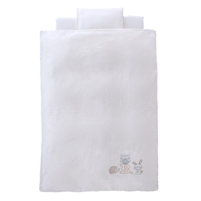 西川(nishikawa) 合繊カバーリング式ベビー組布団6点セット 102X128cm 足元に可愛い動物柄の刺繡デザイン アニマル 日本製 ホワイト WF52353000