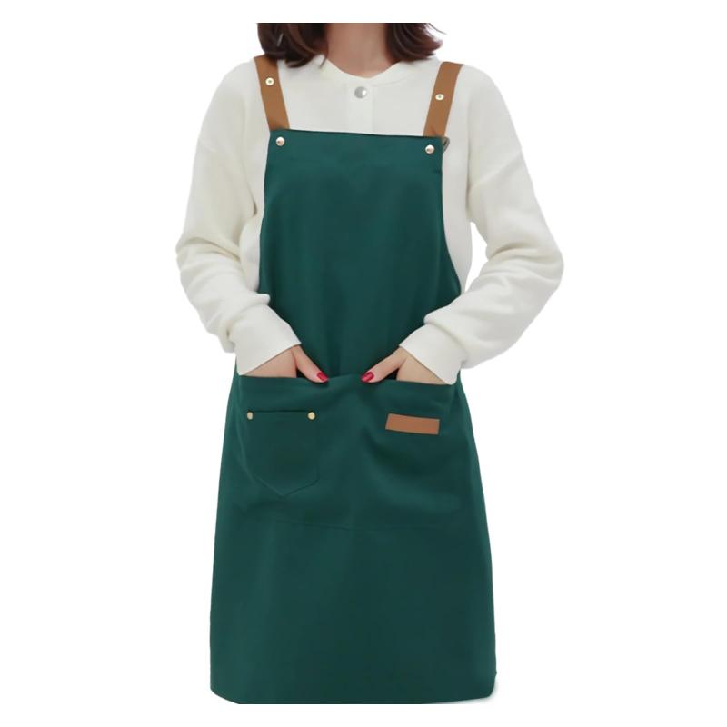 [BaraRose] エプロン H型 首掛け エプロン シンプル メンズ レデイース カフェエプロン 無地 おしゃれ 大容量ポケット 女性用 男性用 汚れにくい シワ防止 男女兼用 ノーアイロン ポケット付き(3)
