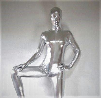 白銀 全身タイツ 男女兼用 メタリック シルバー 銀色 タイツ Mサイズ 柔らか のびのび