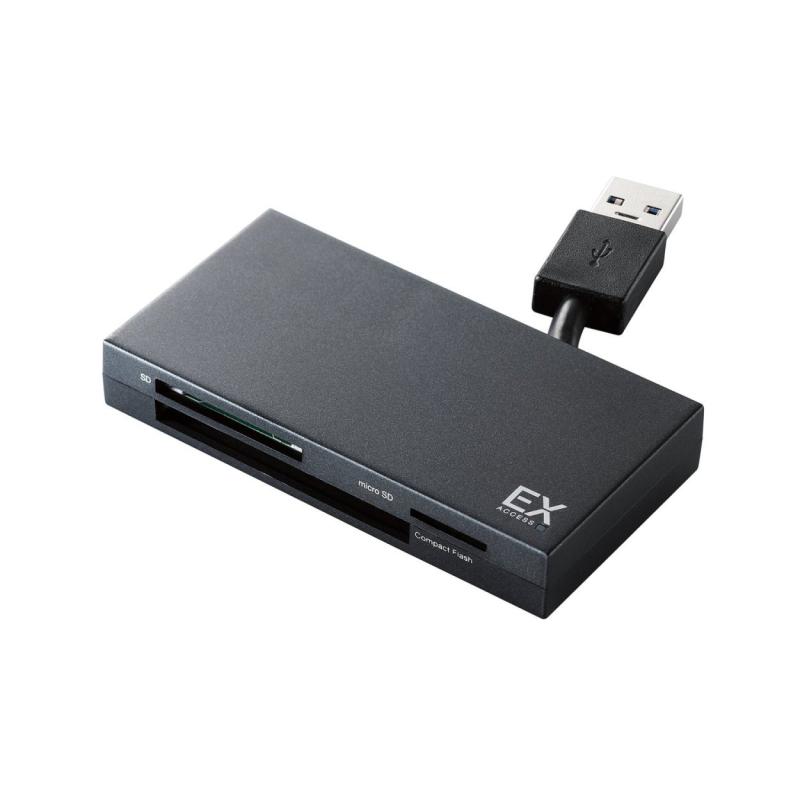 ELECOM メモリリーダライタ USB3.0対応 ケーブル収納 SD+microSD+CF対応 MR3-K005シリーズ