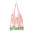 チューリップトート トートバッグ ニット a4 ニットバッグ 韓国 ライク レディース 通学 軽量 大容量 オルチャン おしゃれ 可愛い エコバッグ ホワイト 透かし編み 透かし編みニットトート(