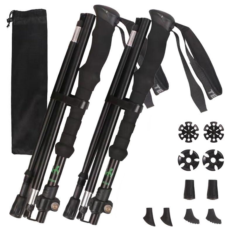 HAPEHAPY トレッキングポール 2本セット 7075アルミ製 登山 ストック 三段式 トレッキングポール 折りたたみ 軽量 登山、遠足、旅行に使用、説明書が付属します