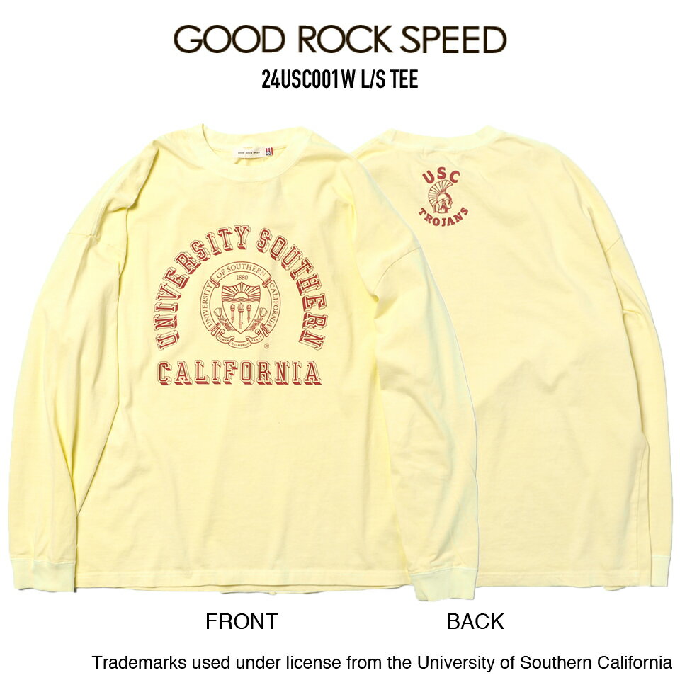 GOOD ROCK SPEED (グッドロックスピード) 24USC001W USC L/S TEE 南カリフォルニア大学 長袖Tシャツ ワイドシルエット YELLOW