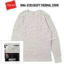 HANES (ヘインズ) HM4-Q103 BEEFY THERMAL CREW ビーフィーサーマル長袖Tシャツ H.GREY