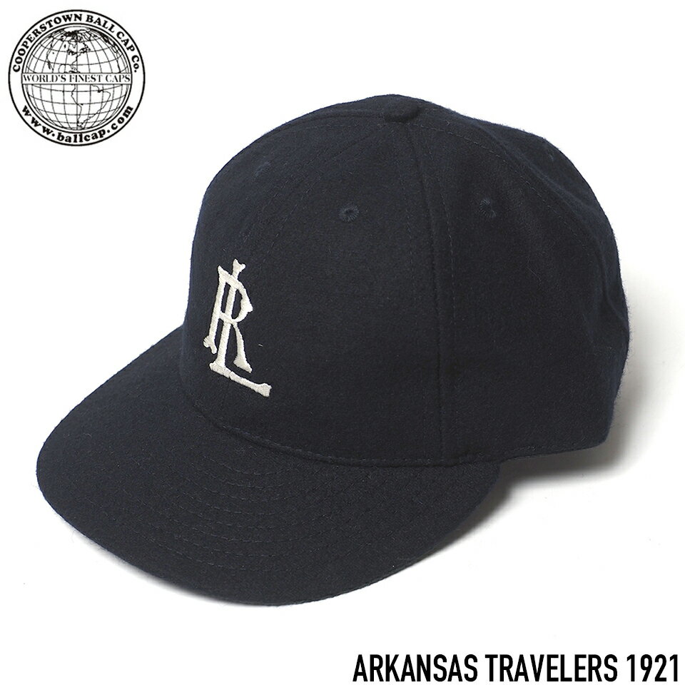 乐天商城 - COOPERSTOWN BALL CAP CO. (クーパーズタウンボールキャップ) ARKANSAS TRAVELERS 1921 ベースボールキャップ 3インチバイザー NAVY